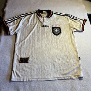 Vintage Adidas 1996 Germany National Football Team Soccer Jersey White Men L